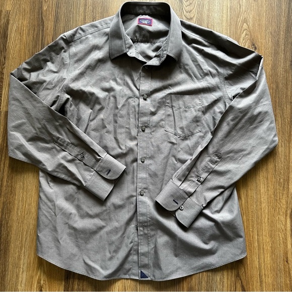 UNTUCKit Sangiovese WF Men's XXL Cotton Gray Long Sleeve Button Front Shirt Slim - Picture 1 of 7